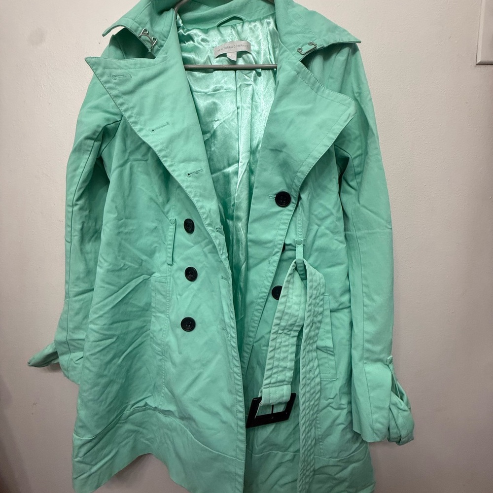 Mint Green Women's New York and Company Trench Coat - Medium